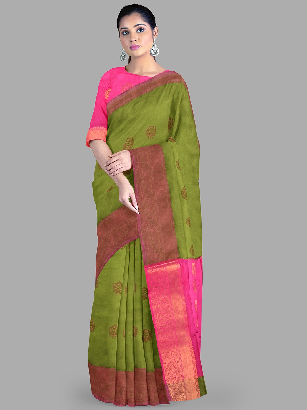 

The Chennai Silks Ethnic Motifs Zari Kanjeevaram Saree, Green