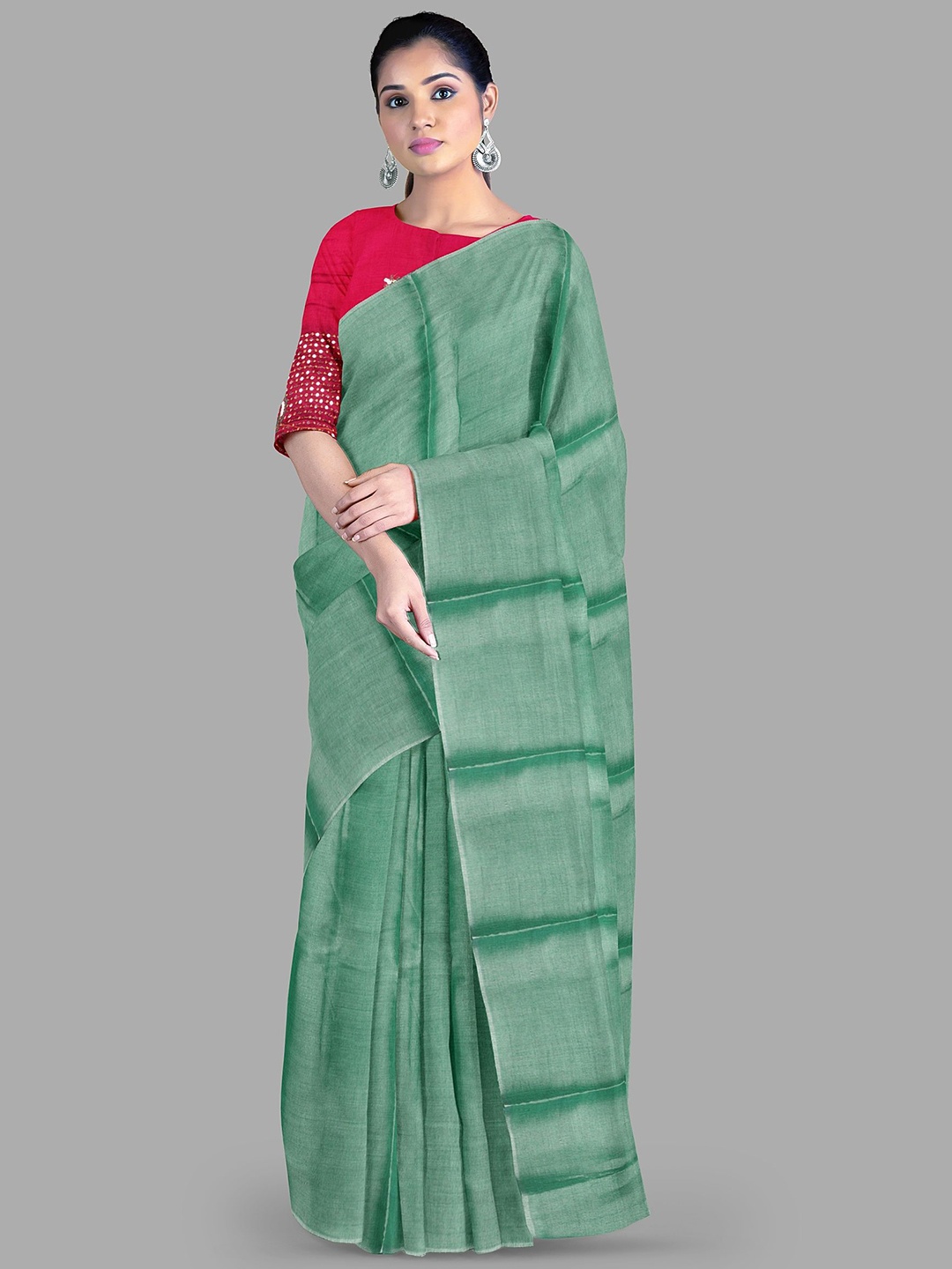 

The Chennai Silks Printed Gadwal Saree With Blouse Piece, Green