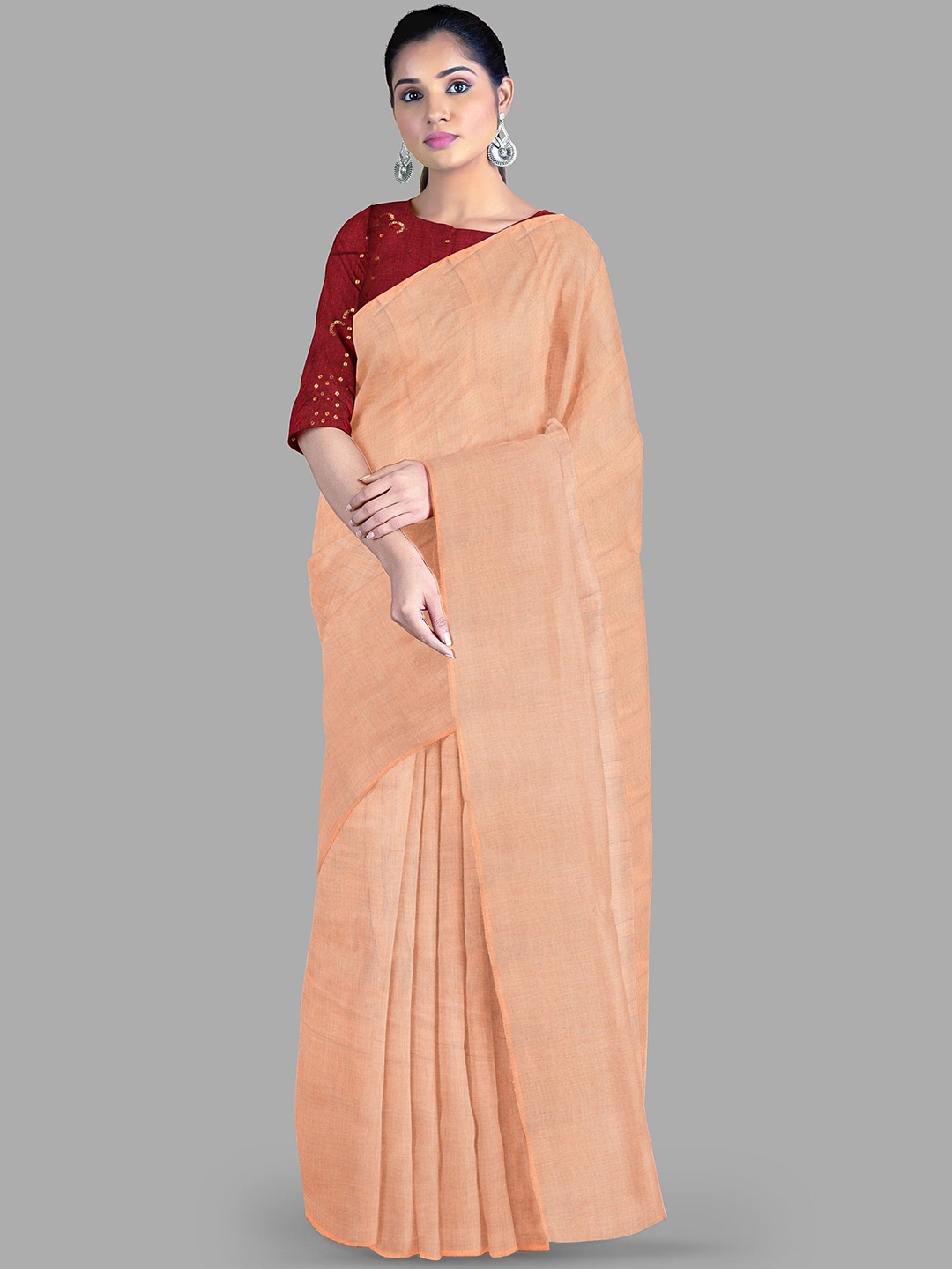 

The Chennai Silks Fusion Gadwal Saree, Peach