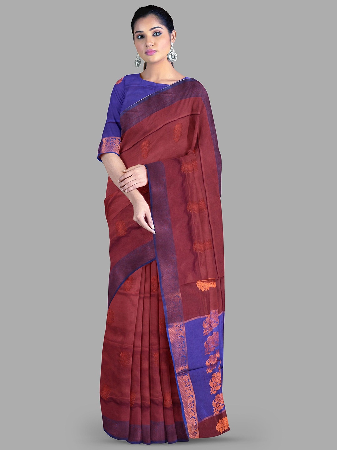 

The Chennai Silks Woven Design Zari Kanjeevaram Saree, Maroon