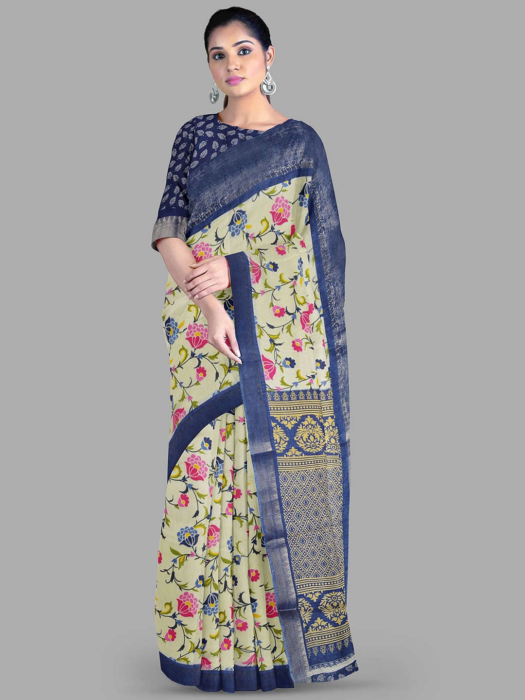 

The Chennai Silks Floral Kota Saree, Yellow