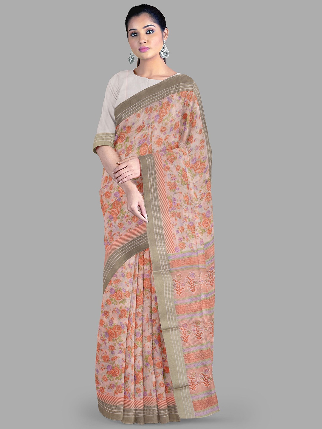 

The Chennai Silks Floral Gadwal Saree, Rose