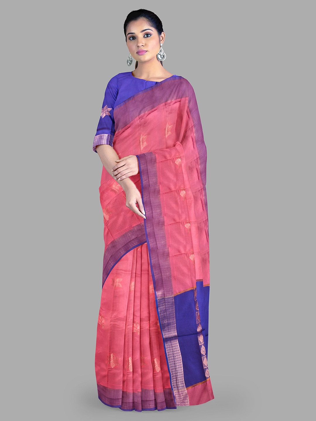 

The Chennai Silks Woven Design Zari Kanjeevaram Saree, Pink