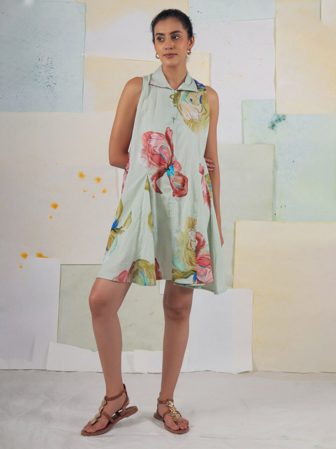 

BUTA BUTI Women Floral Print A-Line Dress, Green