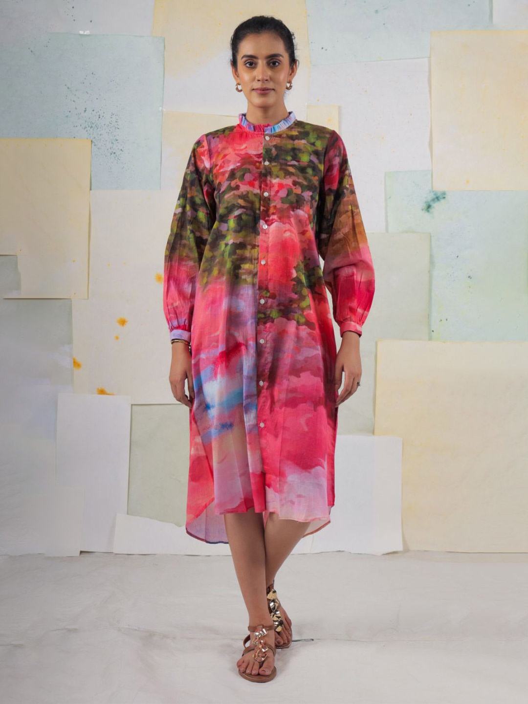 

BUTA BUTI Women Tie and Dye Print Shirt Dress, Red