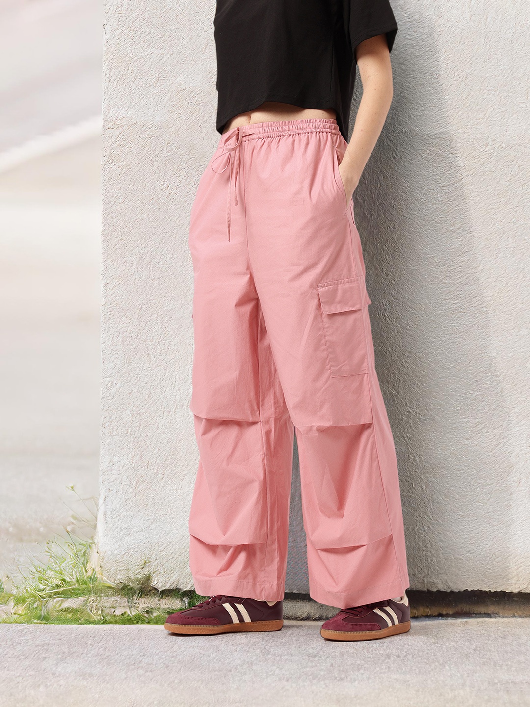 

DressBerry Women Indie Street, Rose-Hued Cool Cargo Trousers
