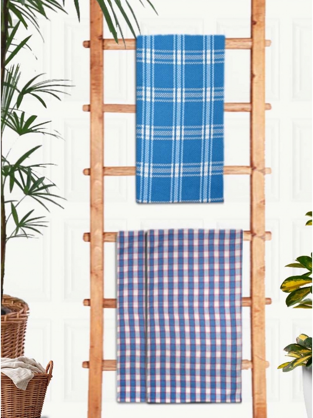 

Athom Living Blue & White 3 Pieces Printed Pure Cotton 210 GSM Bath Towels