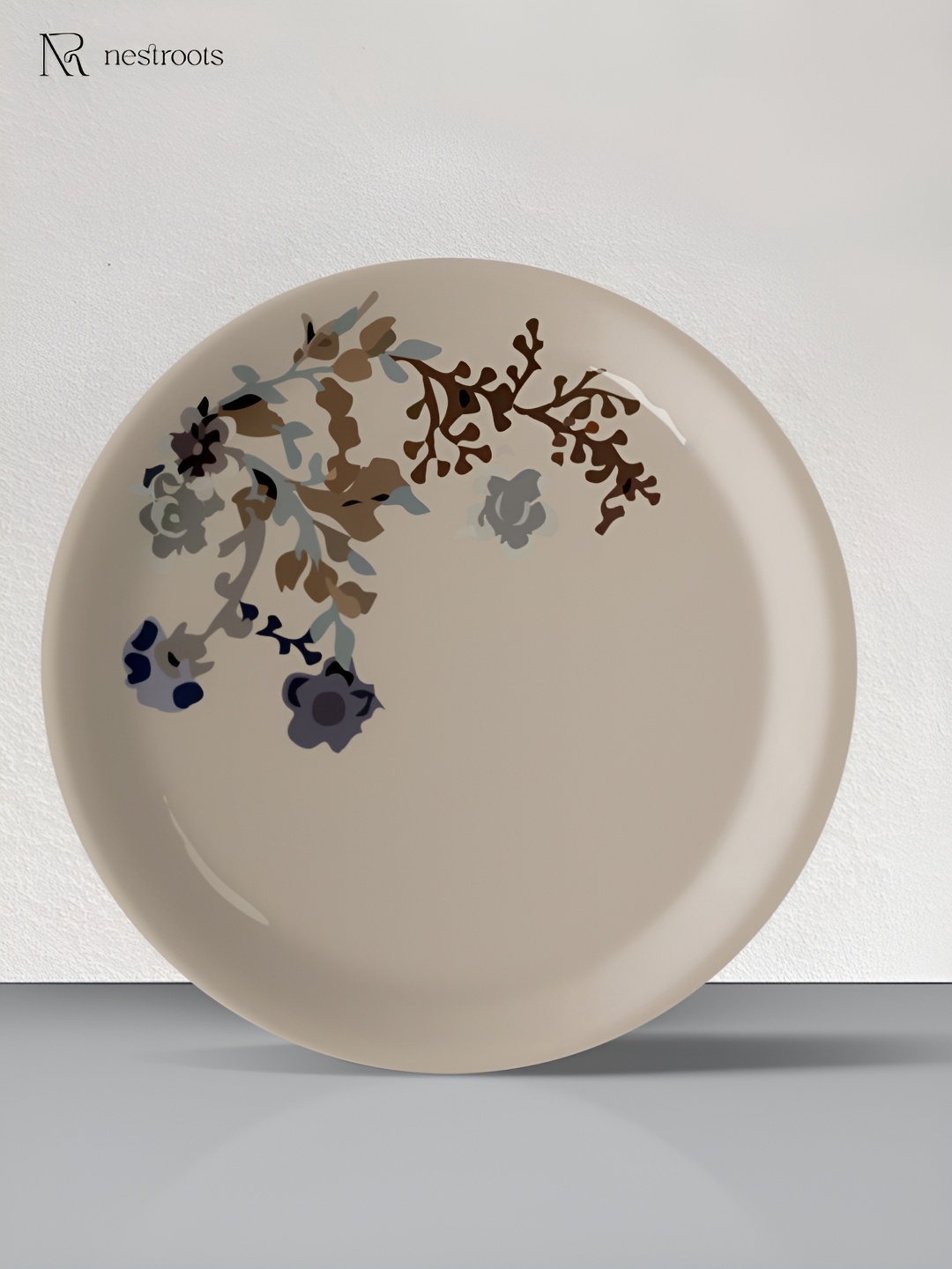 

nestroots Beige & Brown Floral Printed Wall Decor Plates