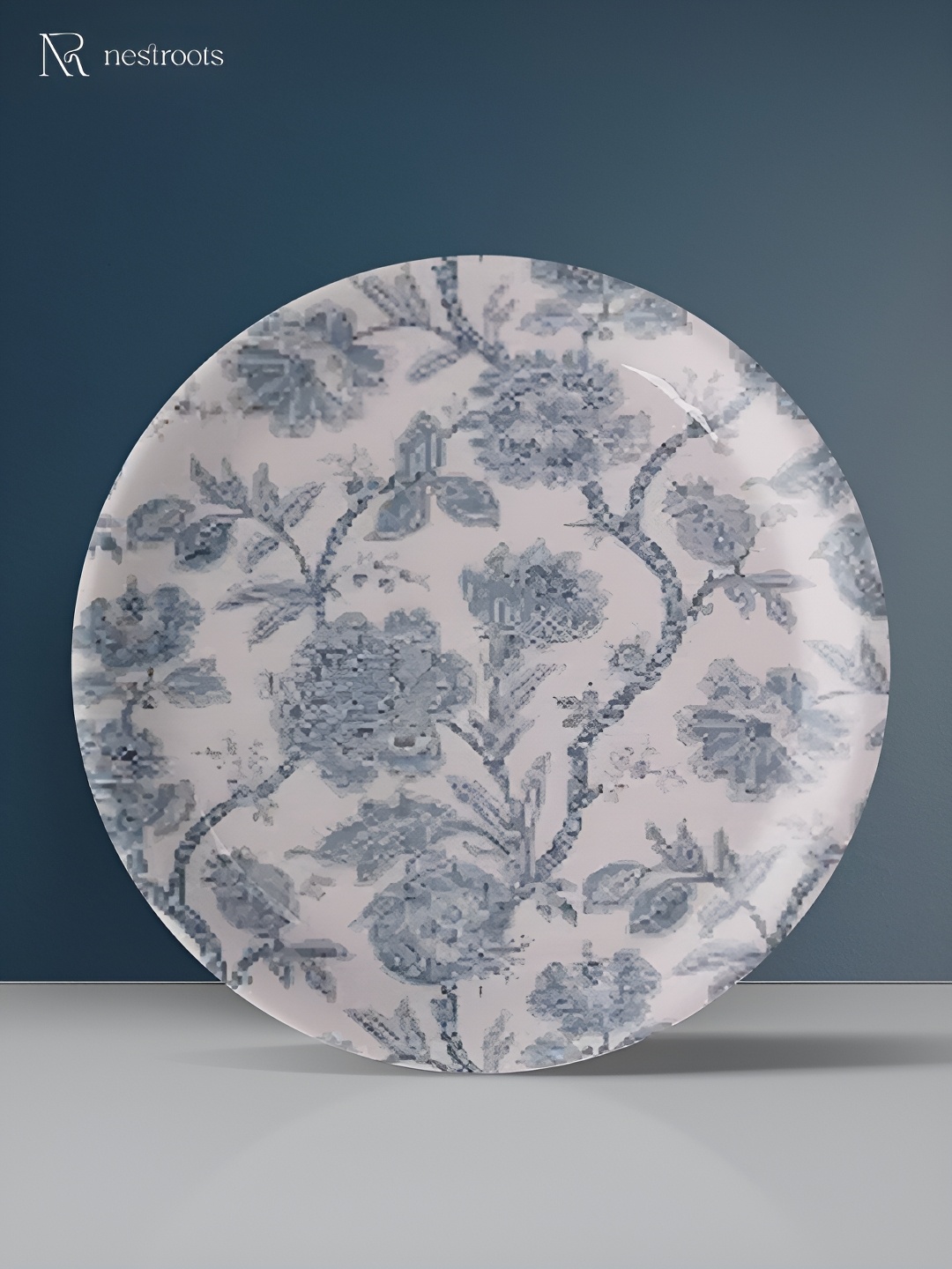 

nestroots White & Blue Floral Printed Wall Decor
