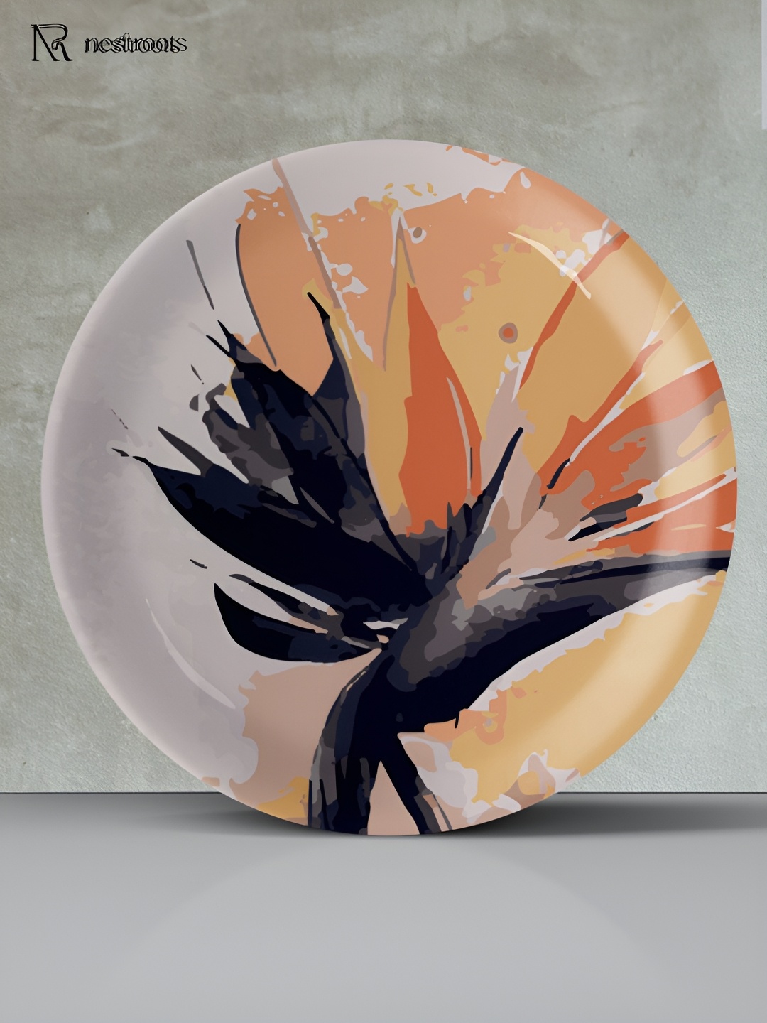 

nestroots White & Black Abstract Printed Round Wall Decor Plate