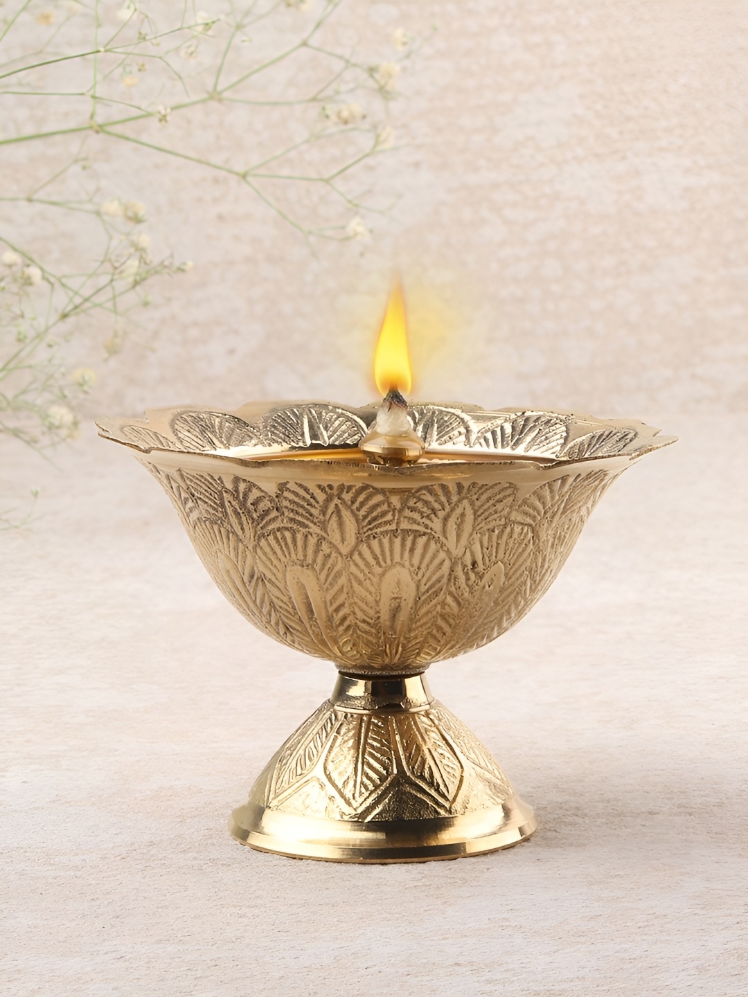 

DOKCHAN Gold toned Brass Diya Pooja Essentials