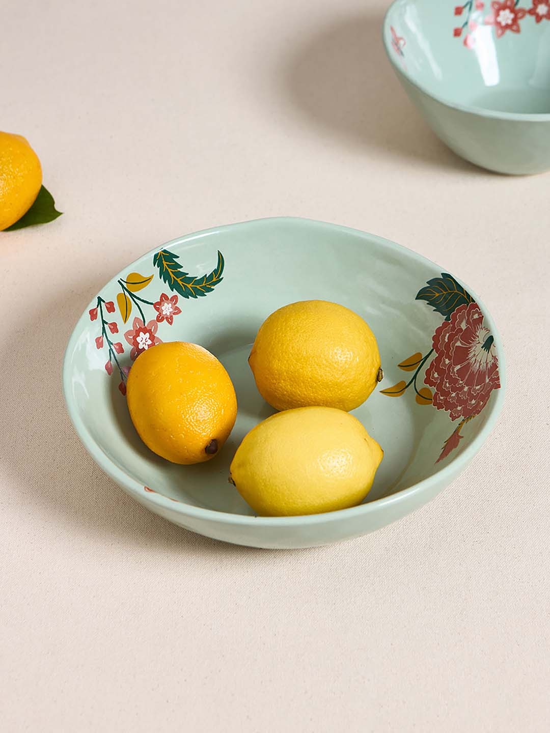 

Chumbak Sea Green & Pink Printed Ceramic Serving Bowl