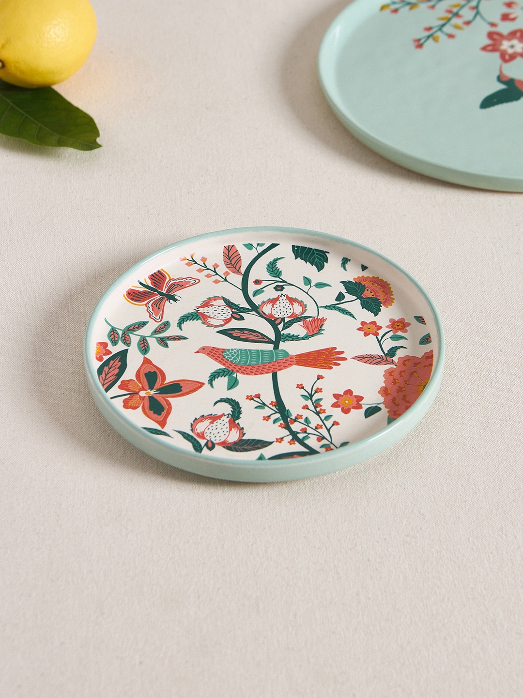 

Chumbak Off White Floral Printed Pure Ceramic Plate