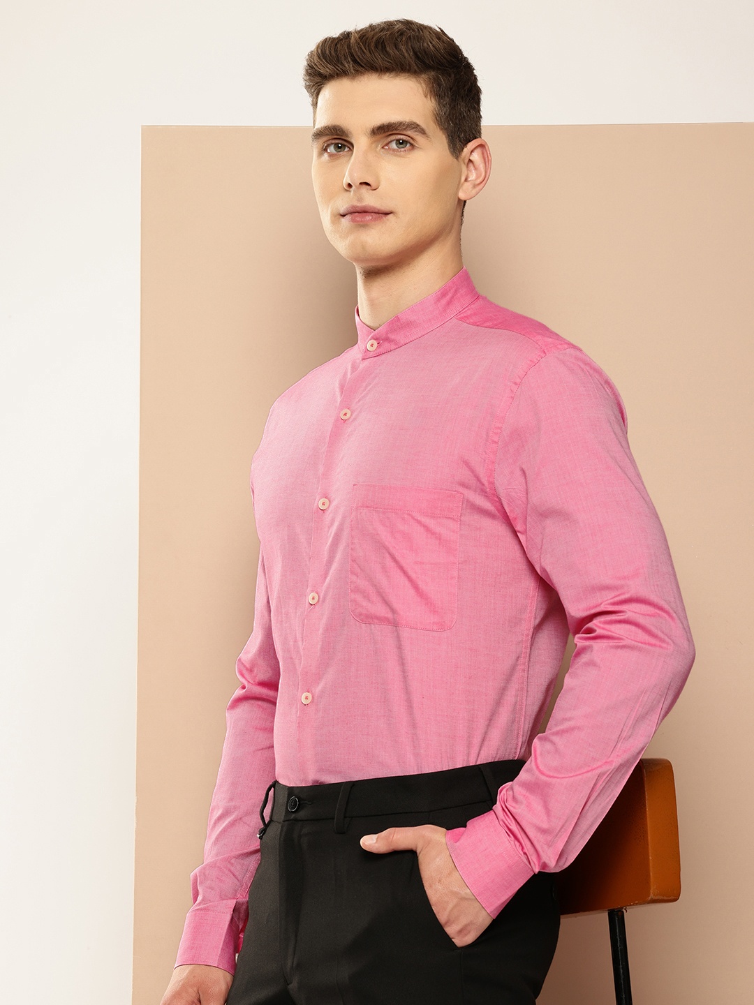 

INVICTUS Men Original Slim Fit Pure Cotton Formal Shirt, Pink