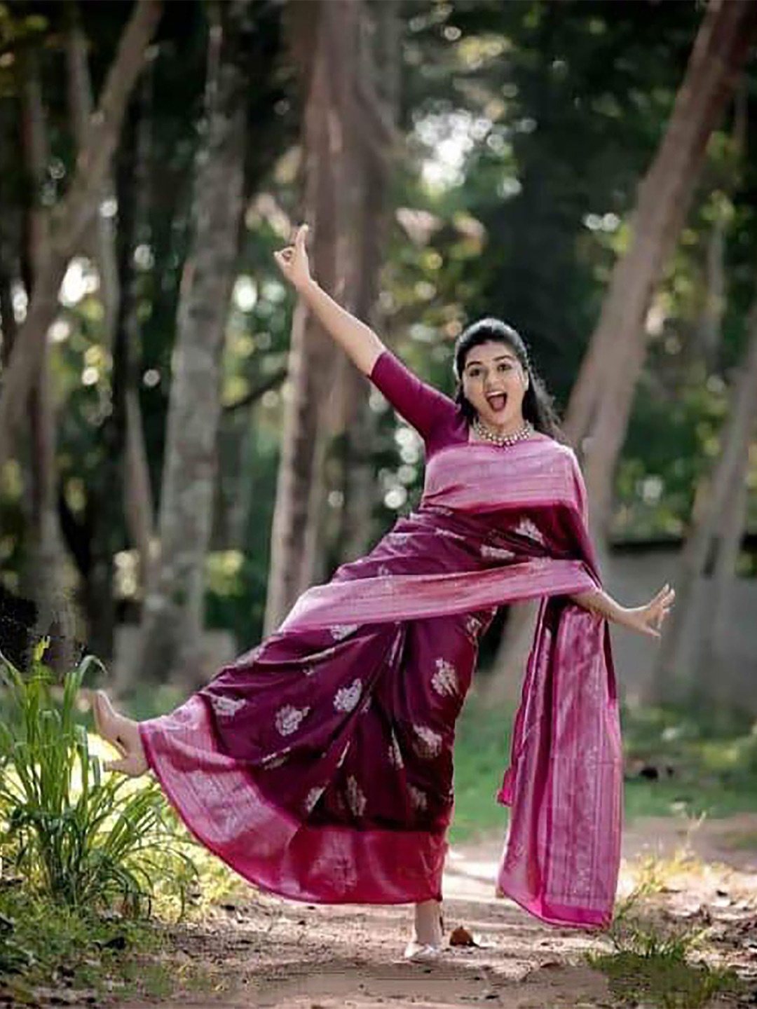 

Aldwych Woven Design Banarasi Saree, Purple