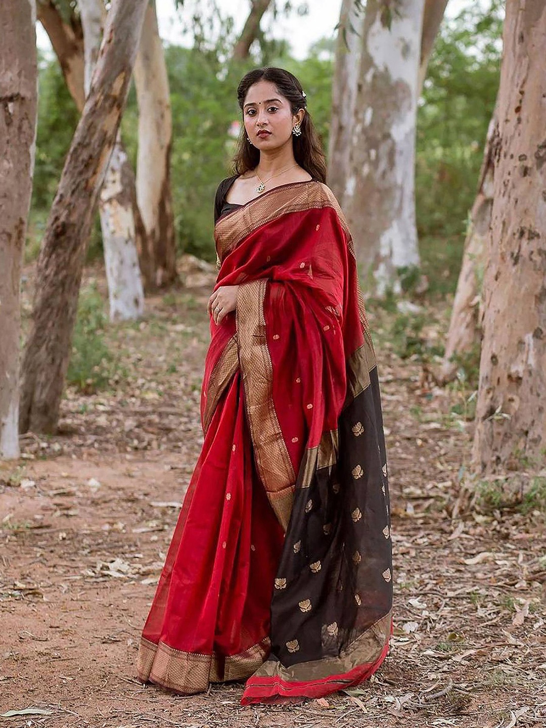 

Aldwych Woven Design Banarasi Saree, Red