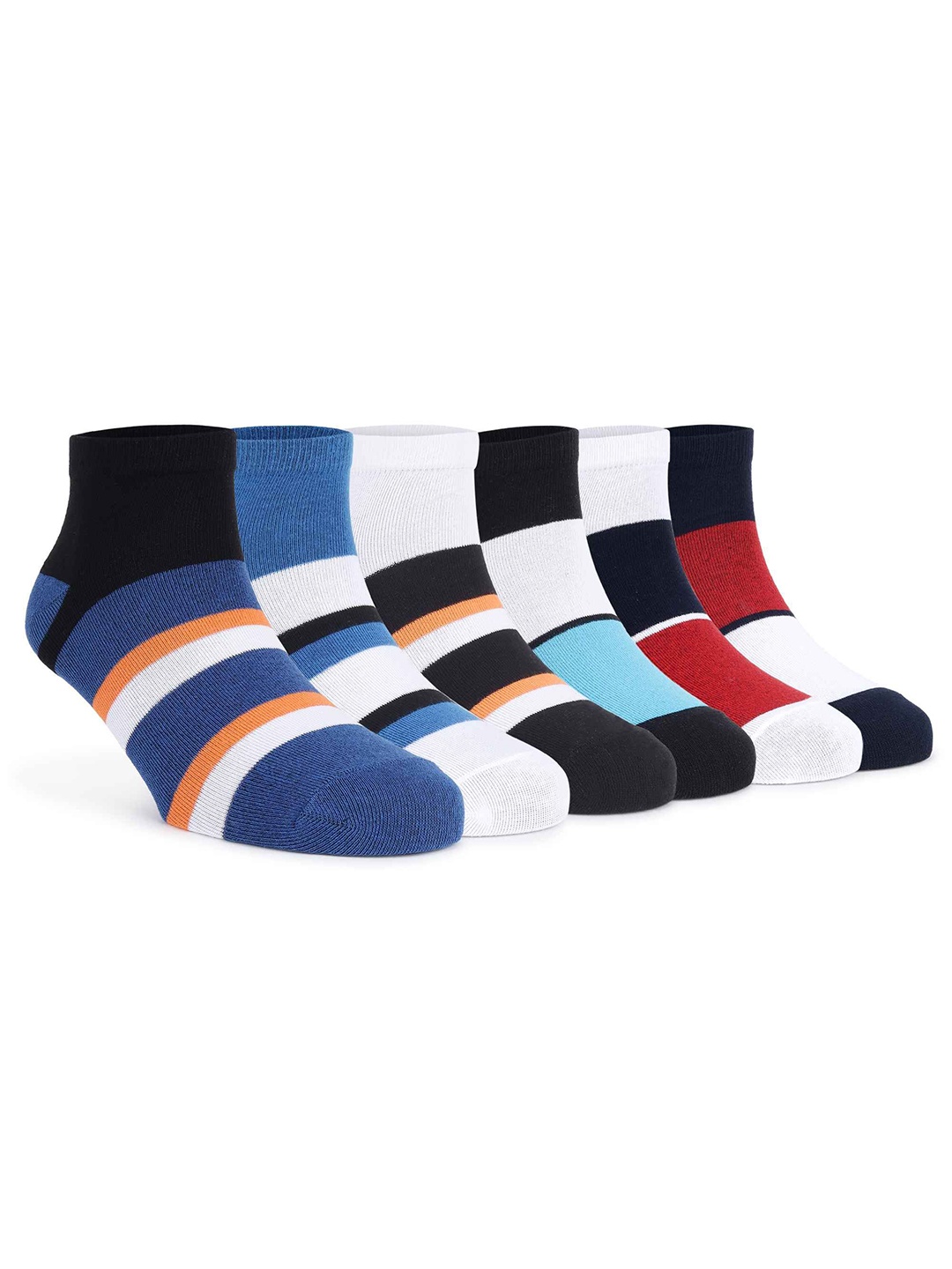 

Mast & Harbour Pack Of 6 Striped Ankle Length Socks, White