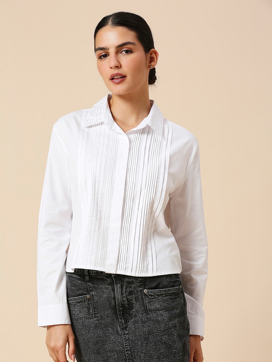 

Chemistry Women Opaque Casual Shirt, White