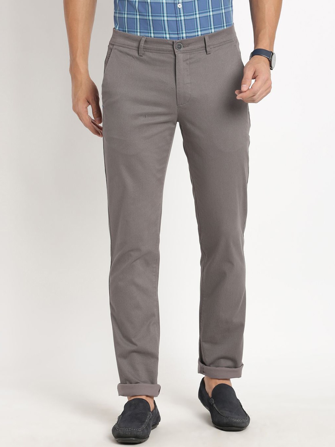 

Turtle Men Relaxed Slim Fit Trousers, Grey