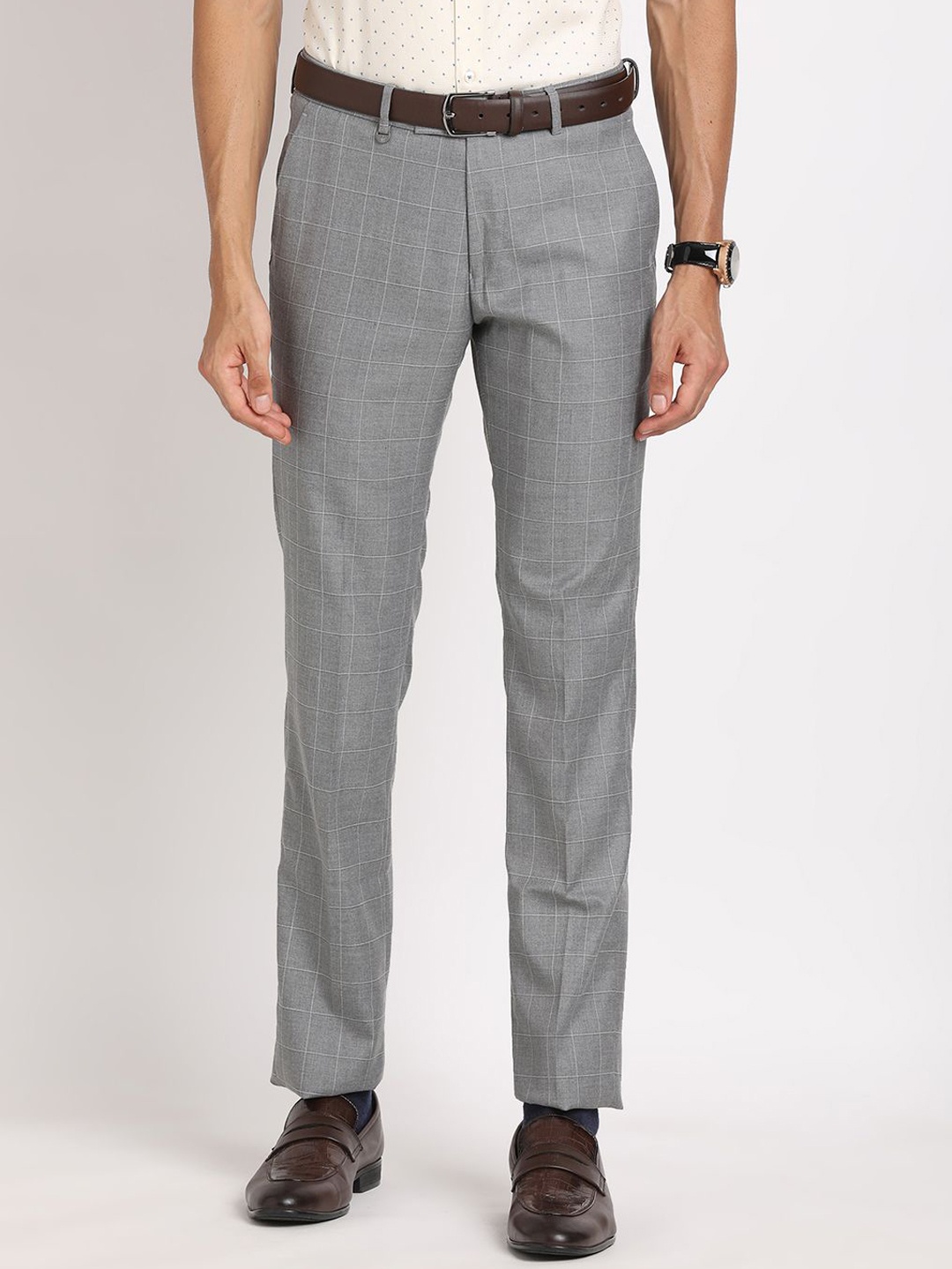 

Turtle Men Tailored Slim Fit Trousers, Grey