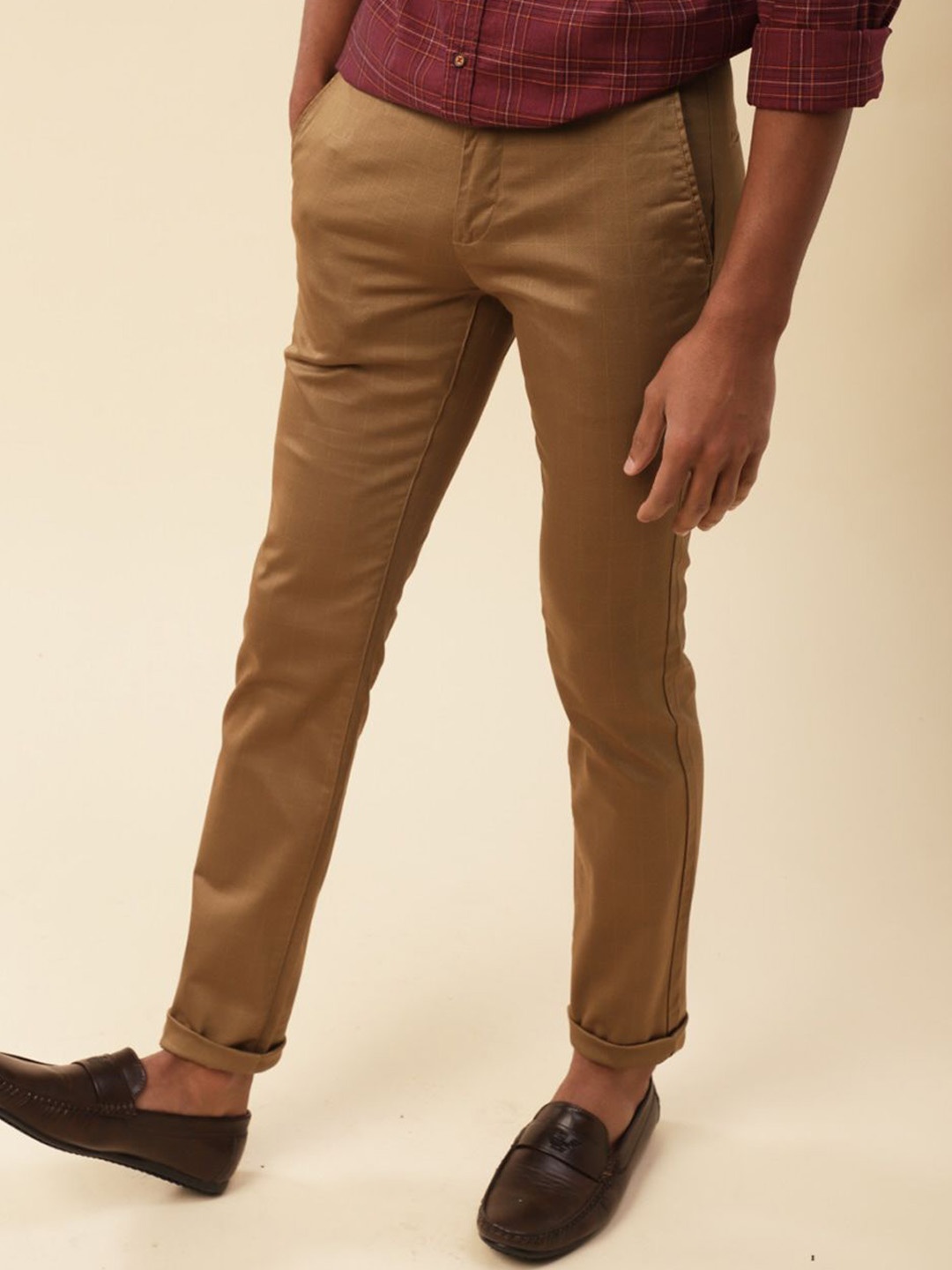 

Turtle Men Relaxed Skinny Fit Trousers, Brown