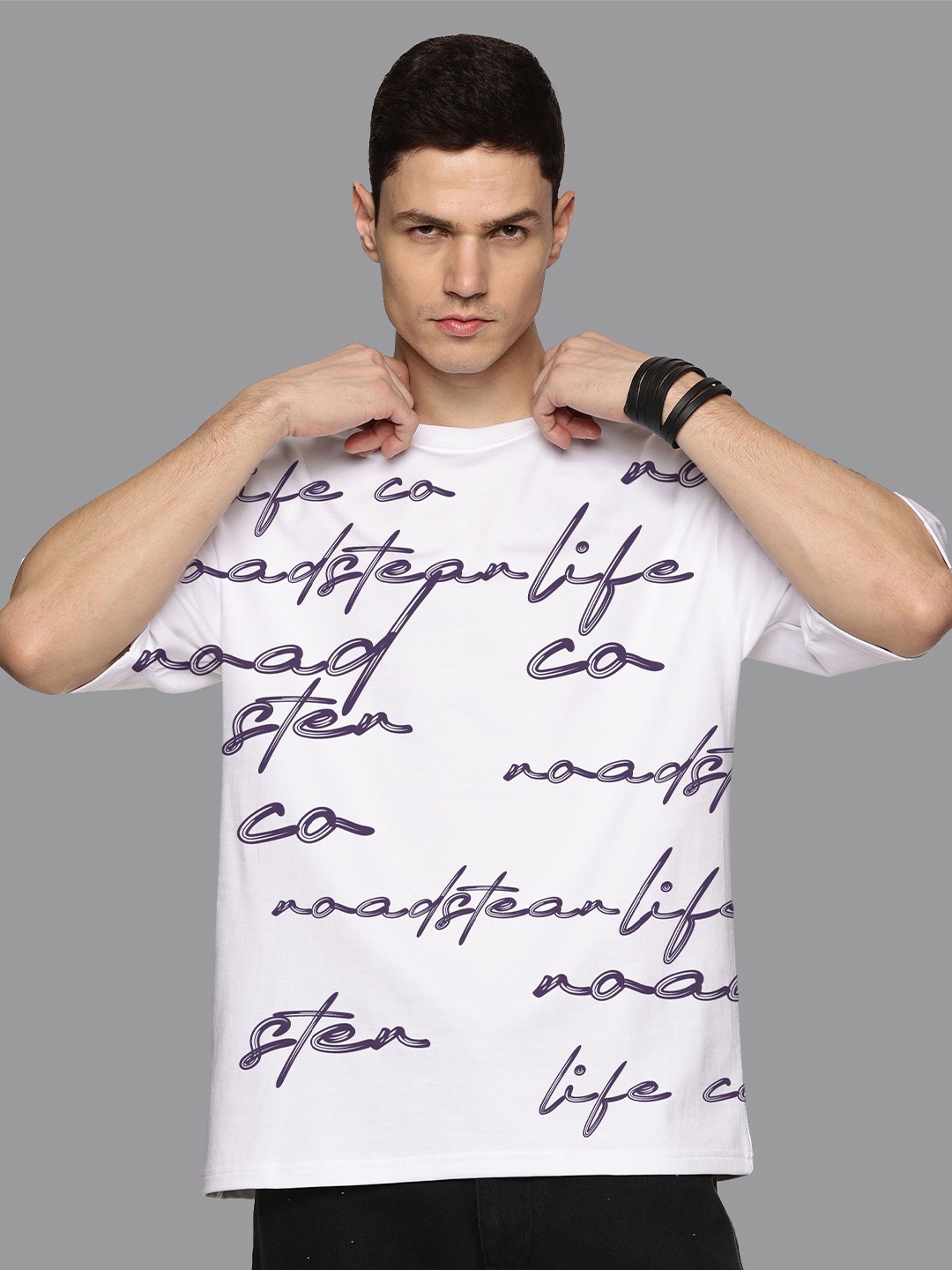 

Roadster Men Typography Printed Round Neck T-Shirt, White