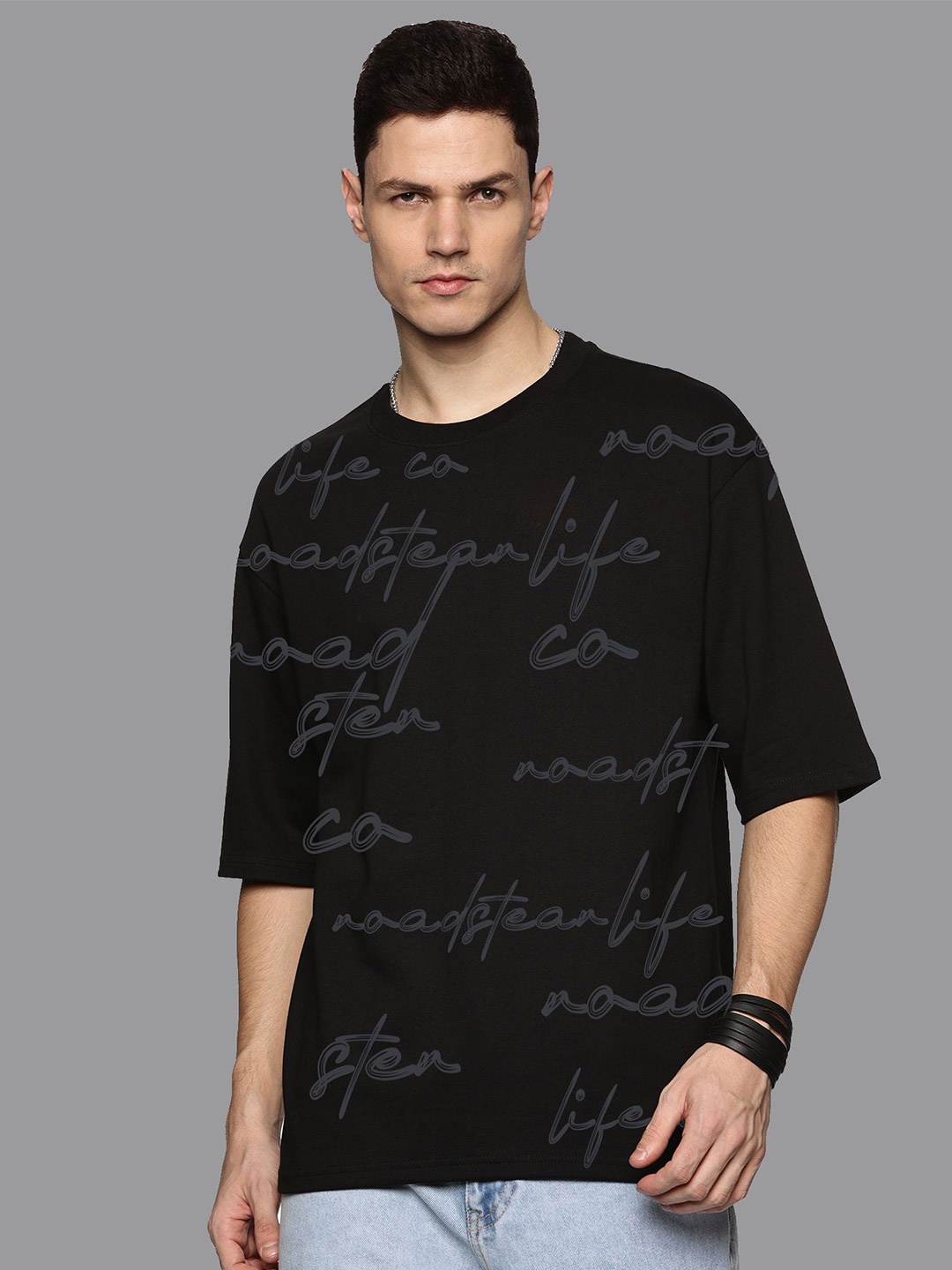 

Roadster Men Typography Printed Round Neck T-Shirt, Black