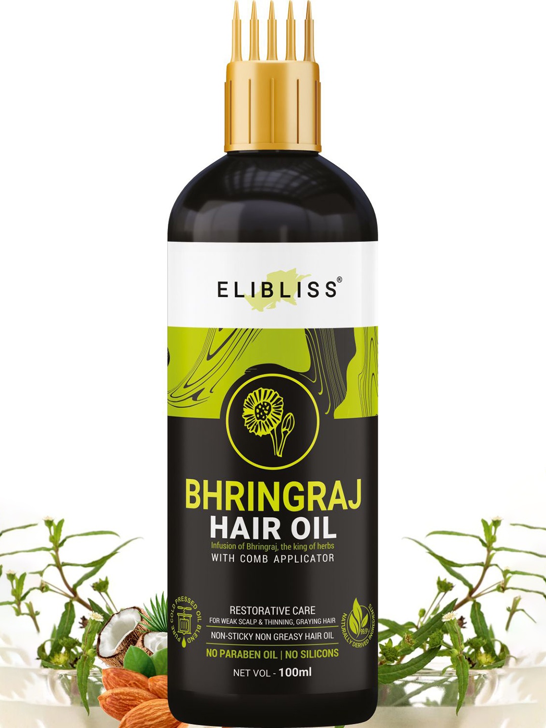

ELIBLISS Bhringraj Hair Oil With Almond & Castor Oil - 100ml, Brown