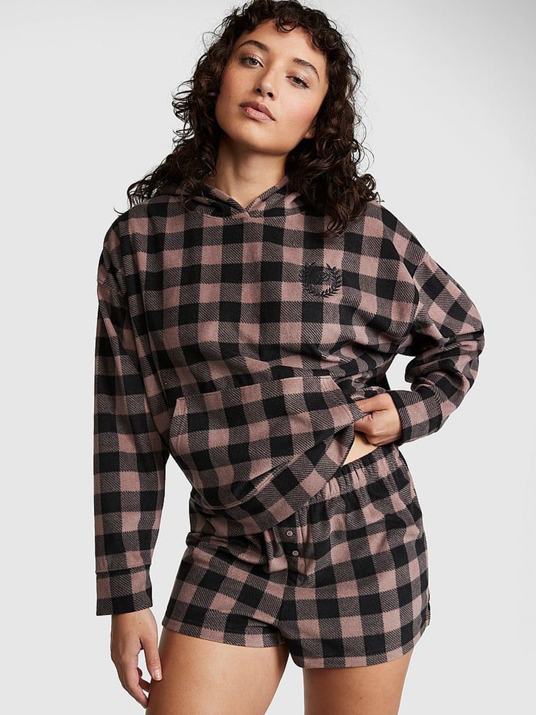 

Victoria's Secret Women Checked Night suit, Brown