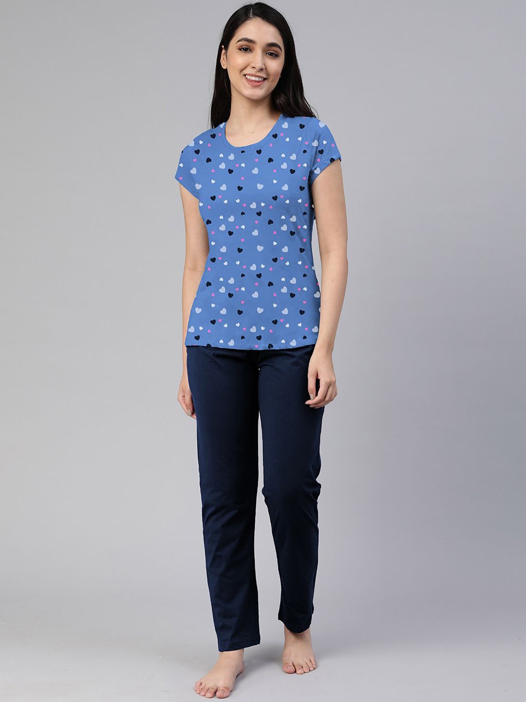 

LYRA Women Printed Night suit, Blue