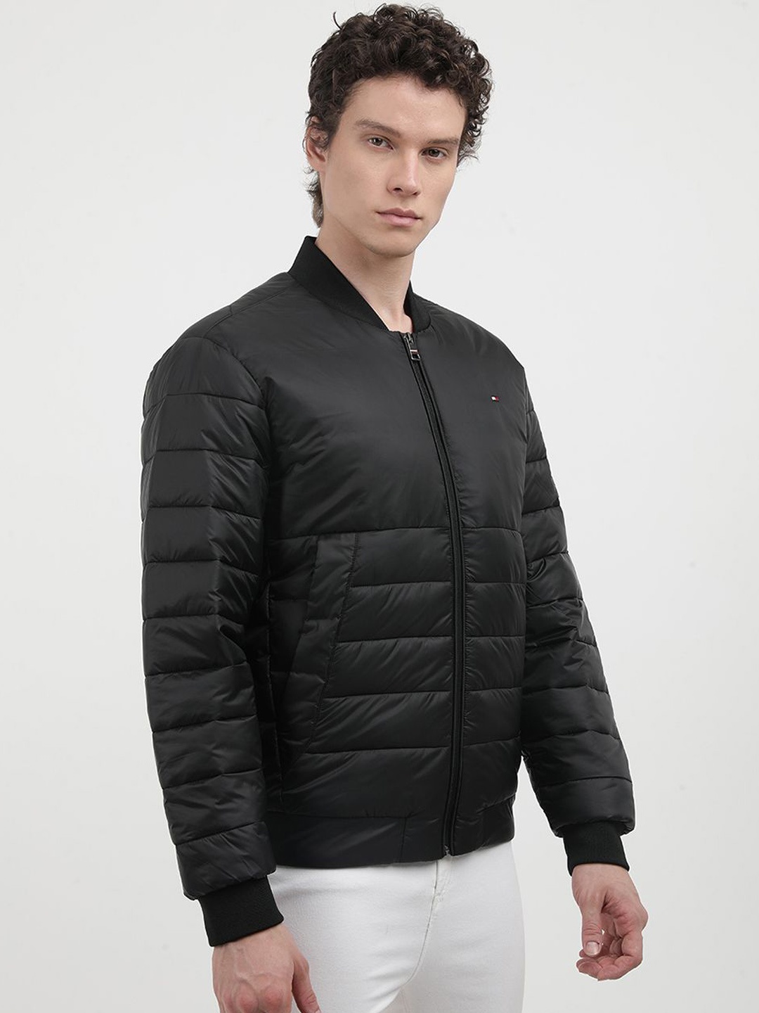 

Tommy Hilfiger Men Solid Stand Collar Padded Jacket, Black