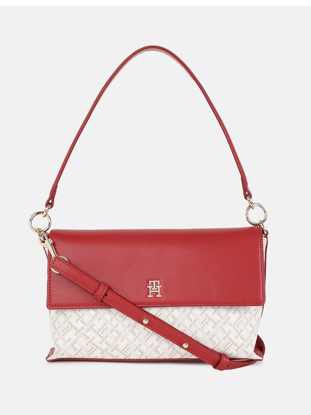 

Tommy Hilfiger Colourblocked Structured Satchel Bag, Red