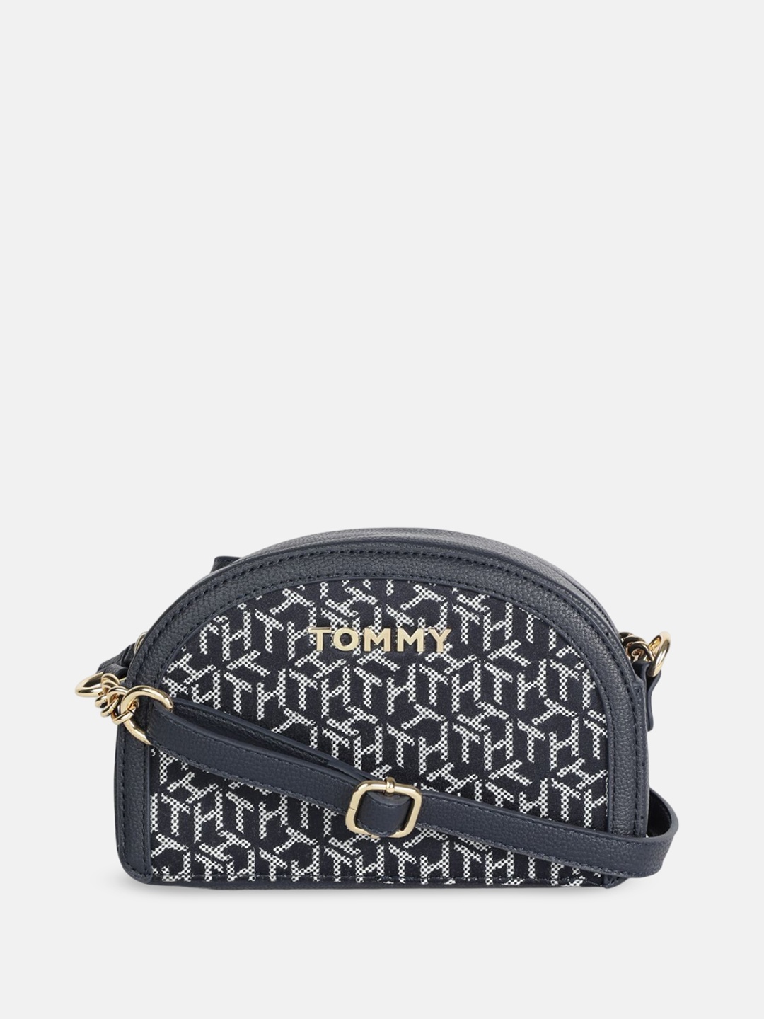 

Tommy Hilfiger Printed Half Moon Sling Bag, Navy blue