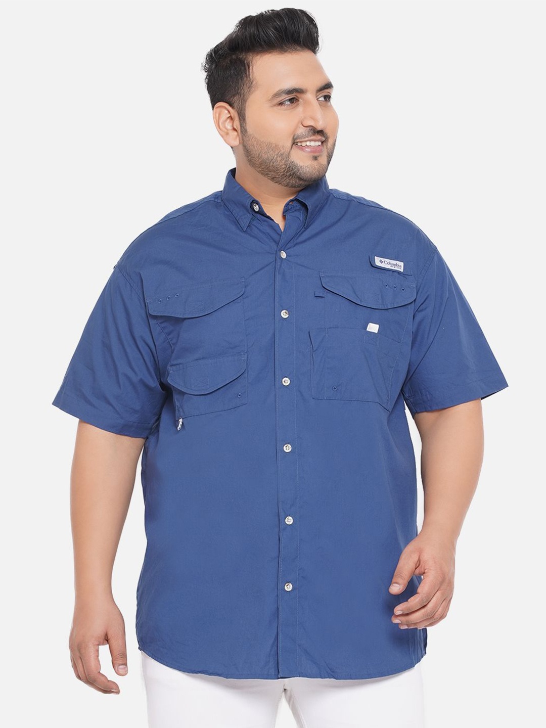 

Santonio Men Plus Size Classic Solid Spread Collar Casual Shirt, Blue