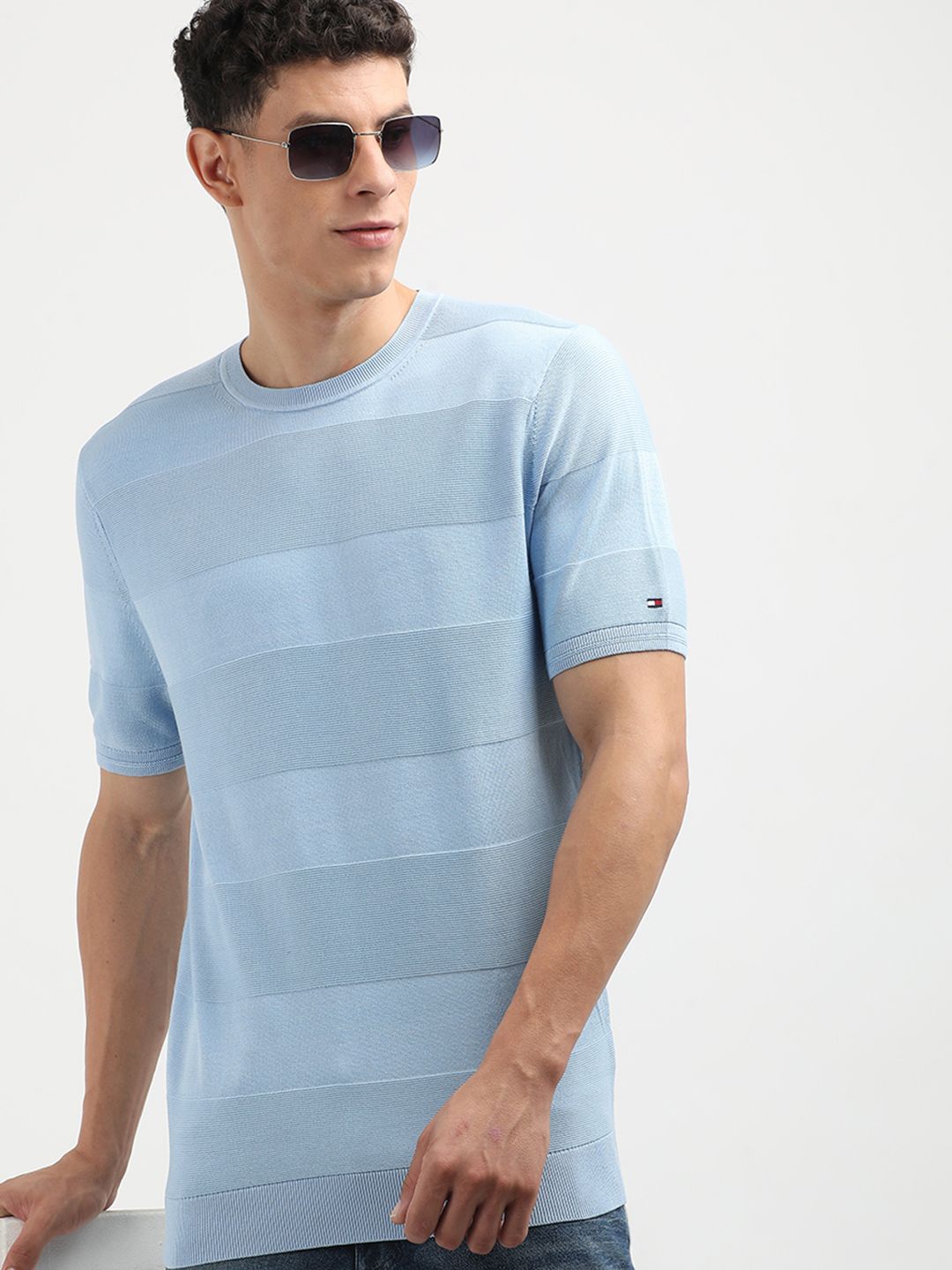 

Tommy Hilfiger Men Striped Round Neck Sweatshirt, Blue