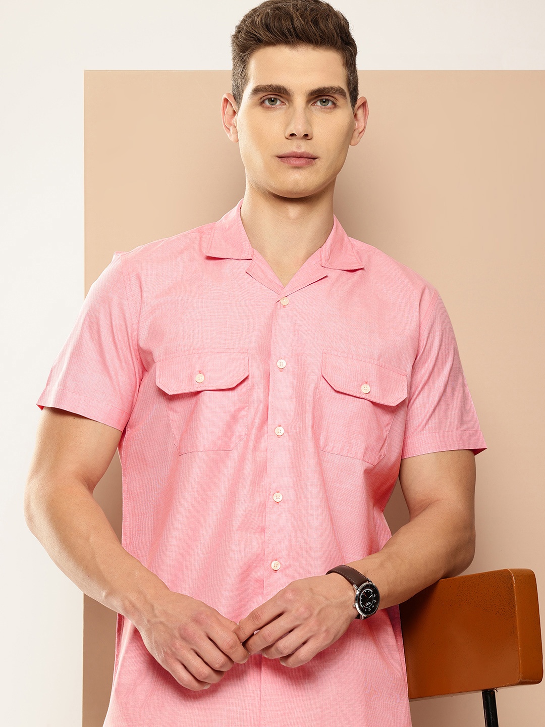 

INVICTUS Men Original Slim Fit Cuban Collar Casual Shirt, Red