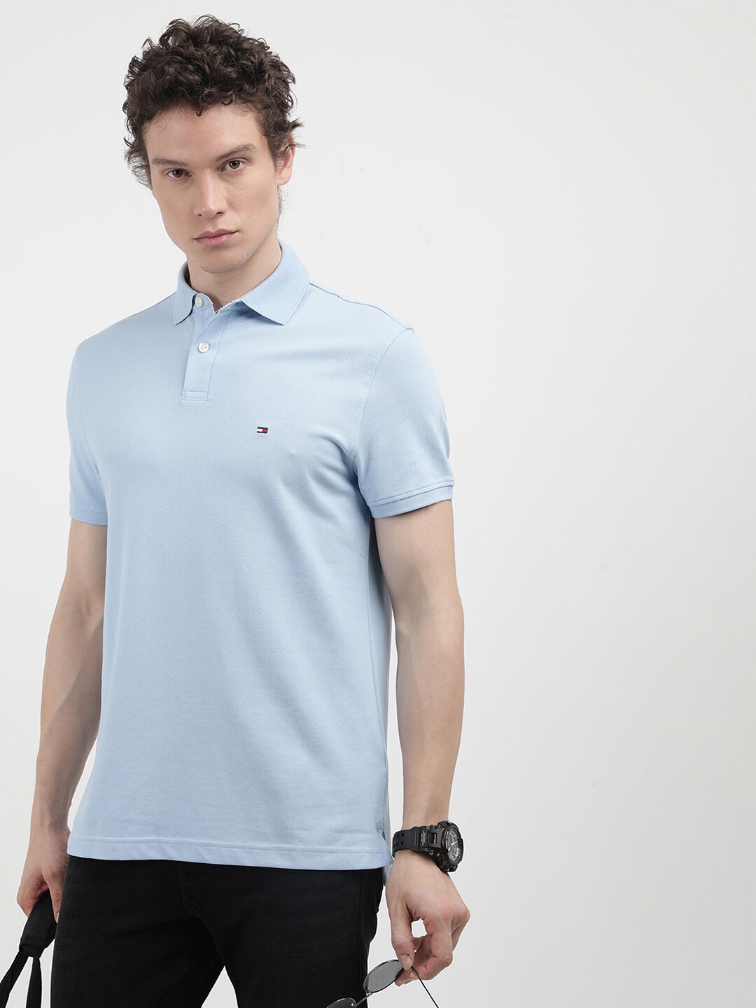 

Tommy Hilfiger Men Embroidered Polo Collar T-shirt, Blue