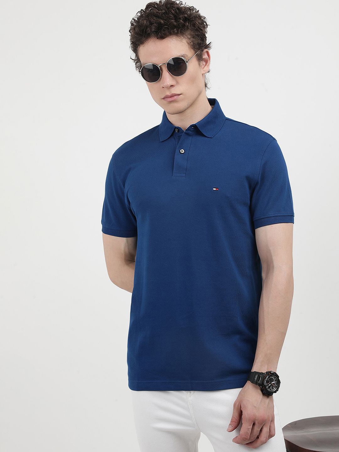 

Tommy Hilfiger Men Embroidered Polo Collar T-shirt, Blue