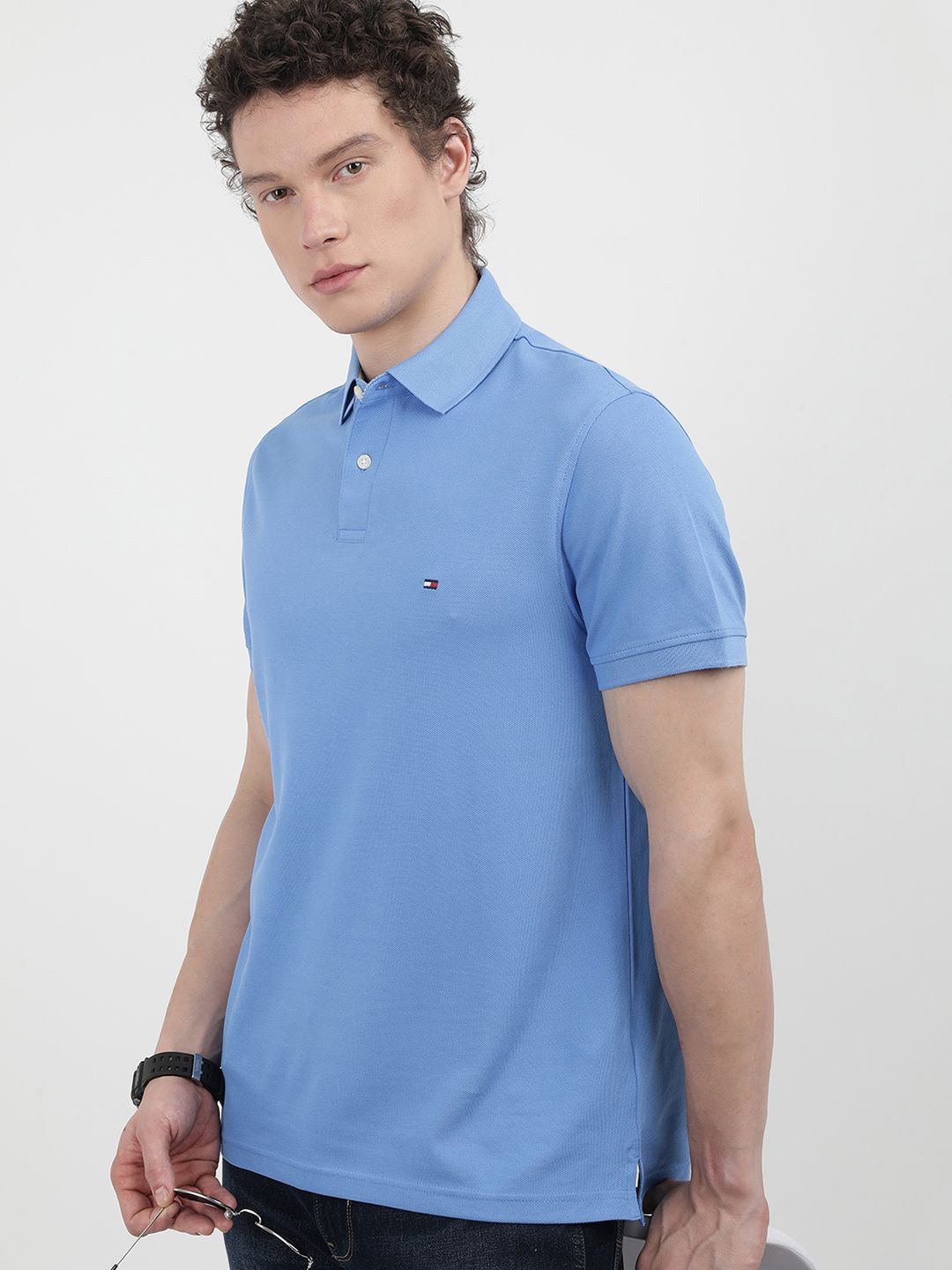 

Tommy Hilfiger Men Embroidered Polo Collar T-shirt, Blue