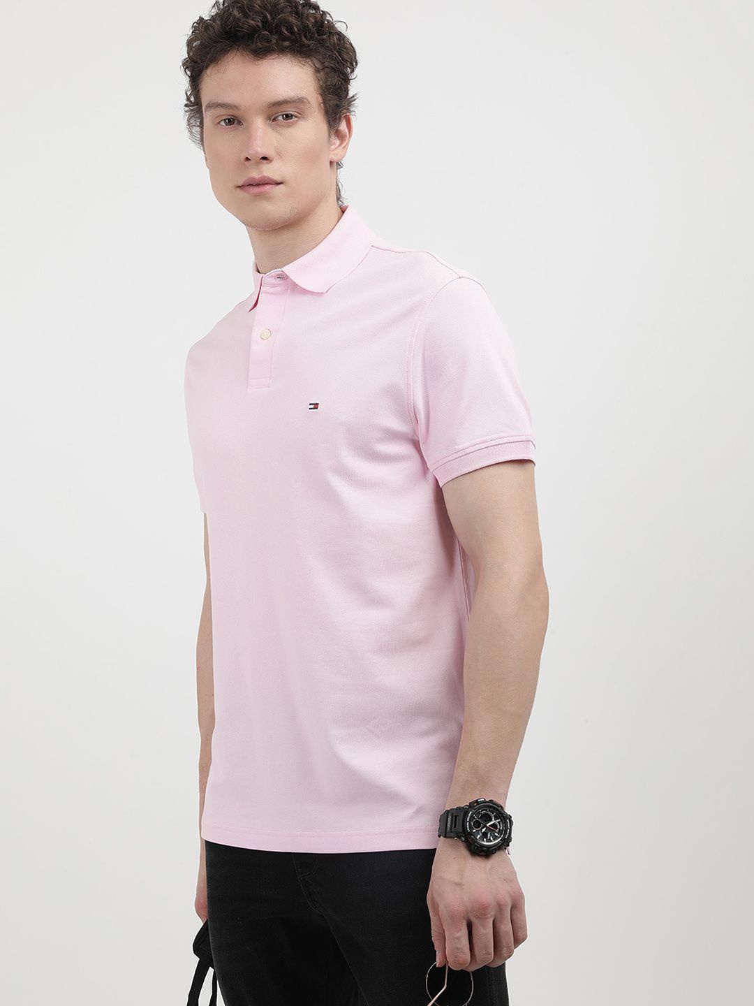 

Tommy Hilfiger Men Embroidered Polo Collar T-shirt, Pink