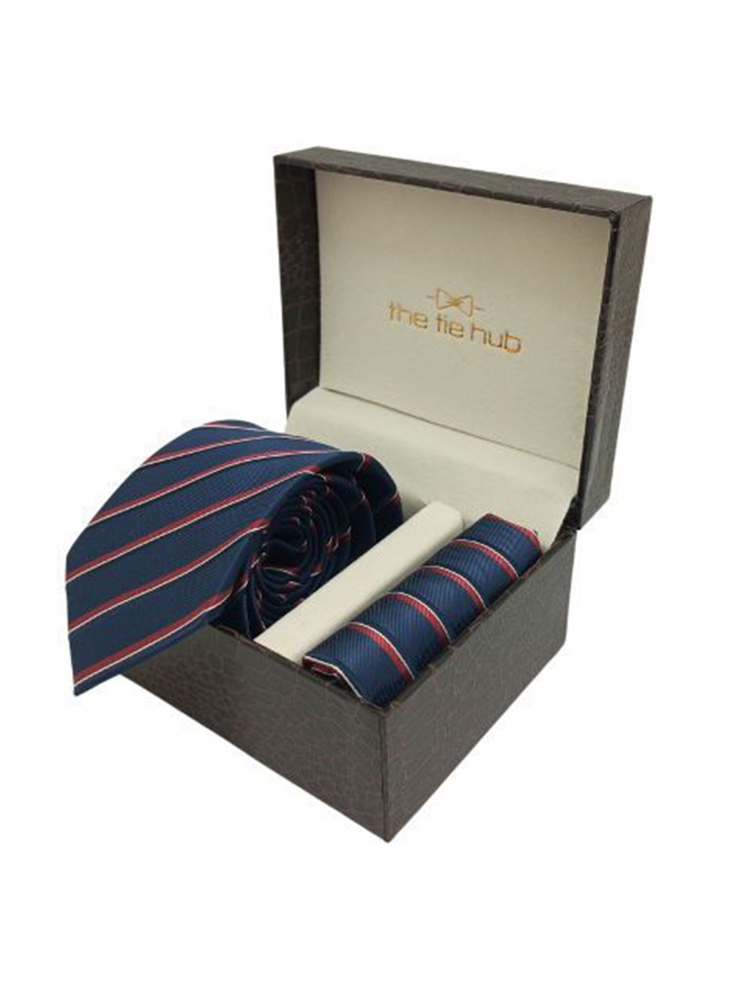 

The Tie Hub Men Tie & Pocket Square Accessory Gift Set, Navy blue