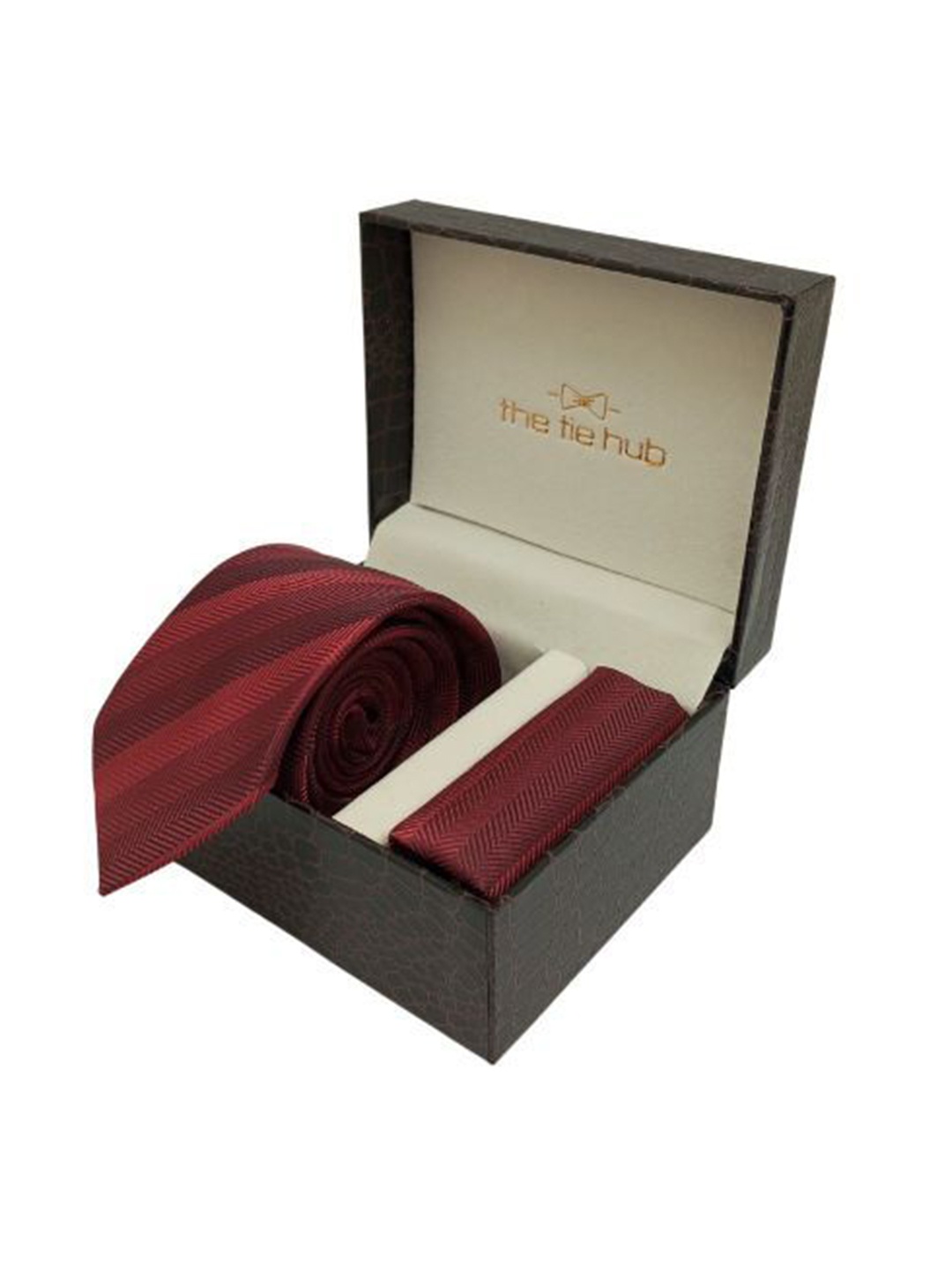 

The Tie Hub Men Tie & Pocket Square Accessory Gift Set, Red