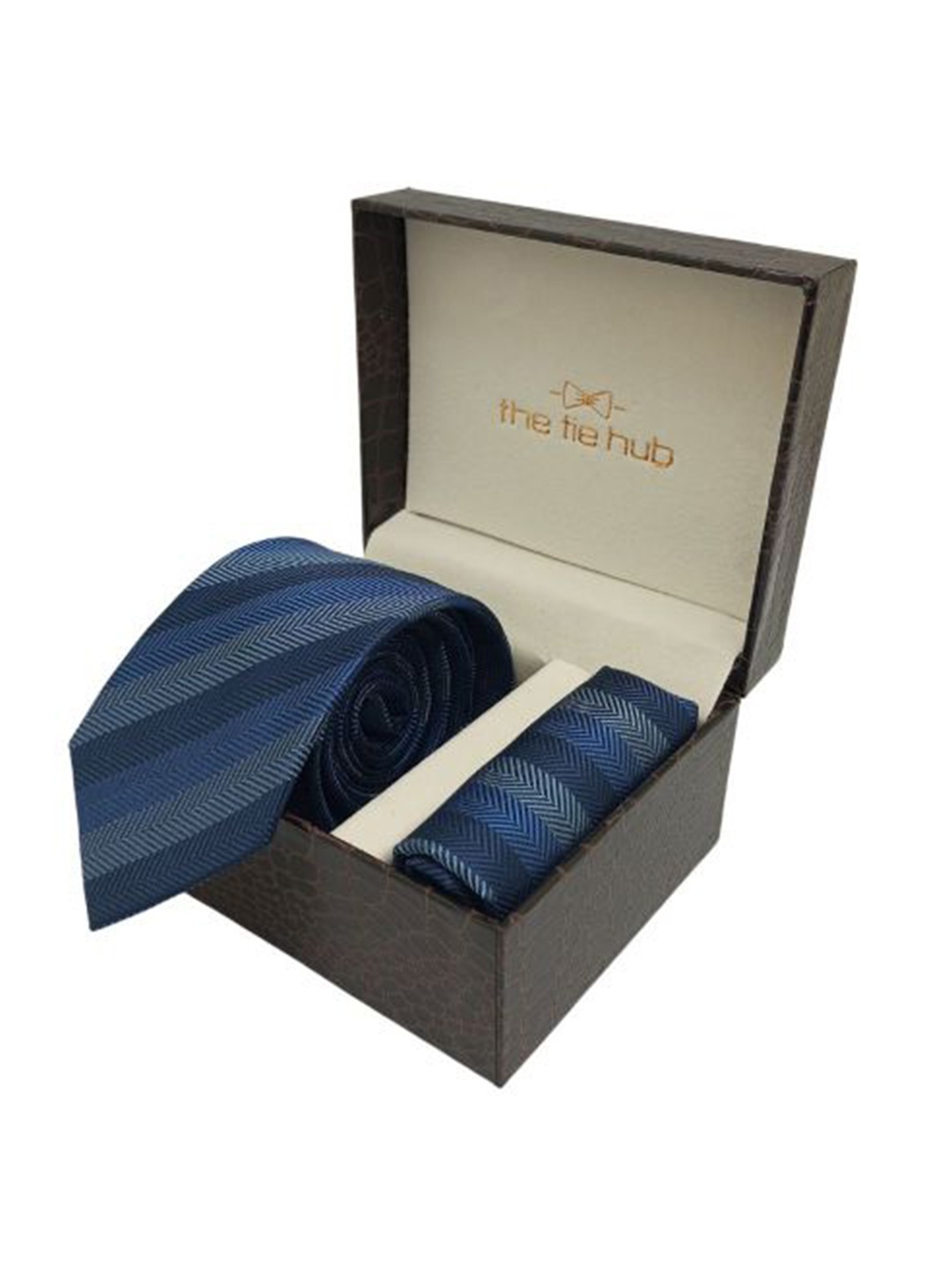 

The Tie Hub Men Tie & Pocket Square Accessory Gift Set, Blue