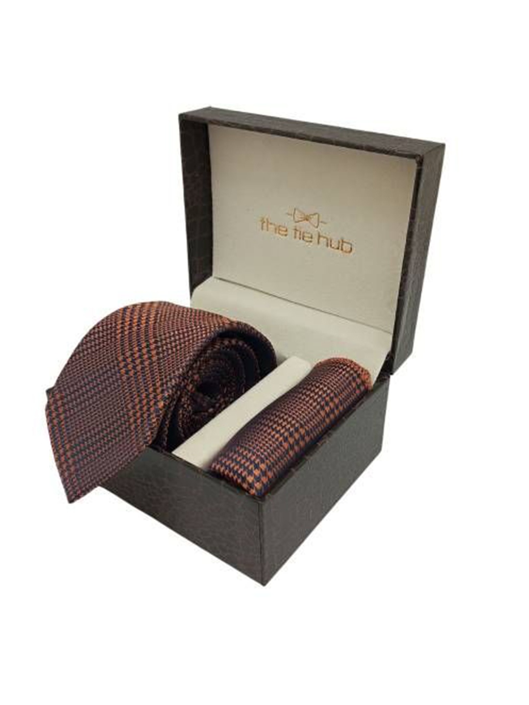 

The Tie Hub Men Tie & Pocket Square Accessory Gift Set, Orange