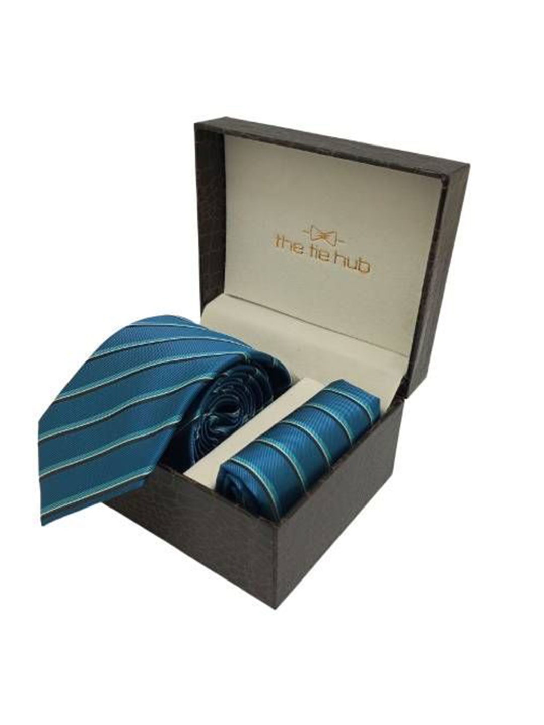 

The Tie Hub Men Tie & Pocket Square Accessory Gift Set, Teal