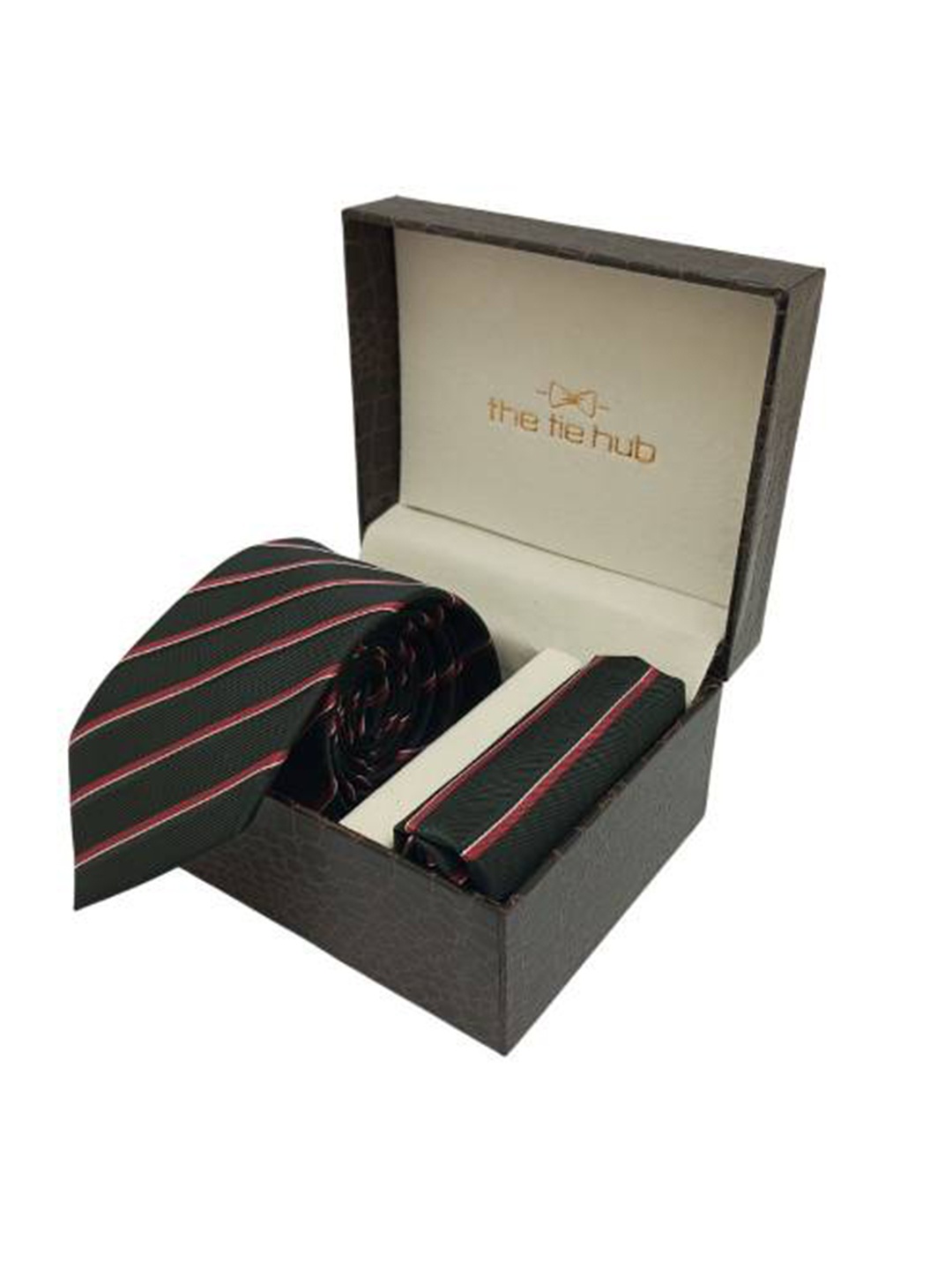 

The Tie Hub Men Tie & Pocket Square Accessory Gift Set, Black