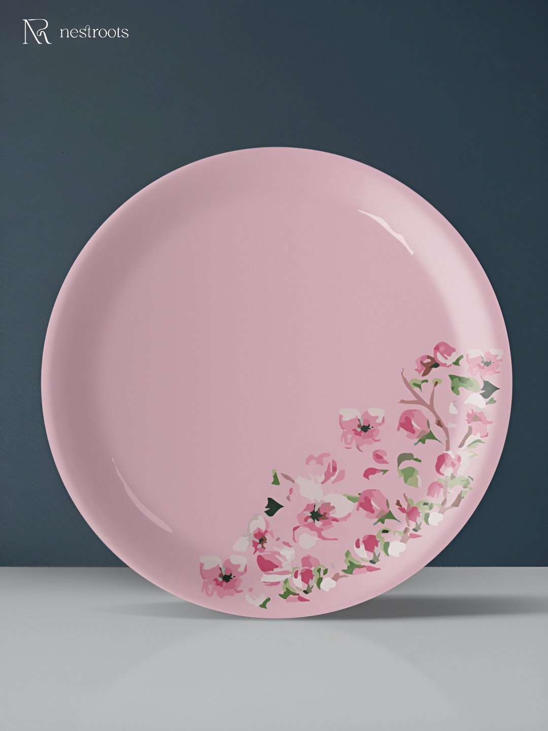

nestroots Pink & White Floral Printed Ceramic Wall Plates