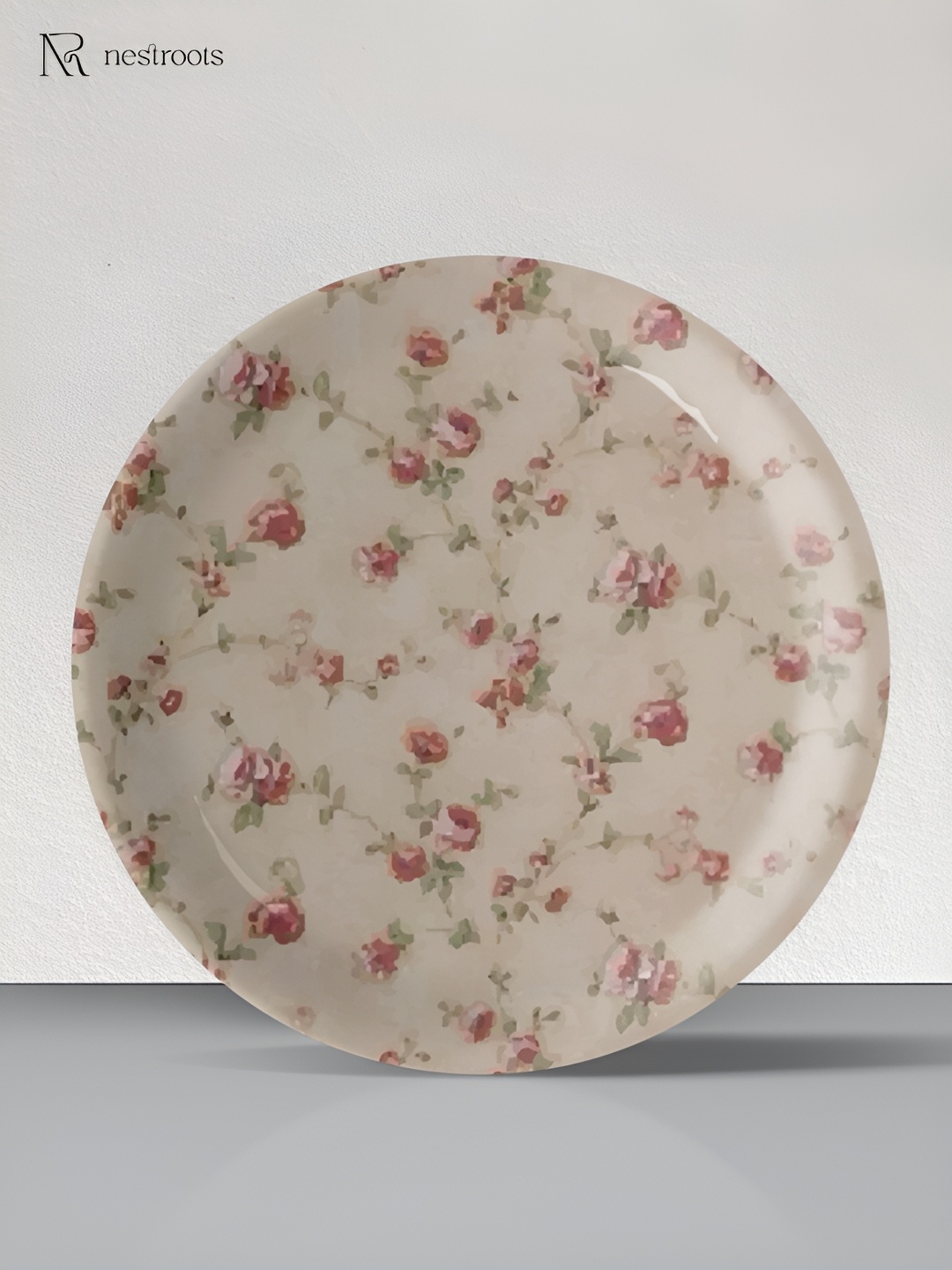 

nestroots White & Pink Floral Printed Ceramic Wall Plate