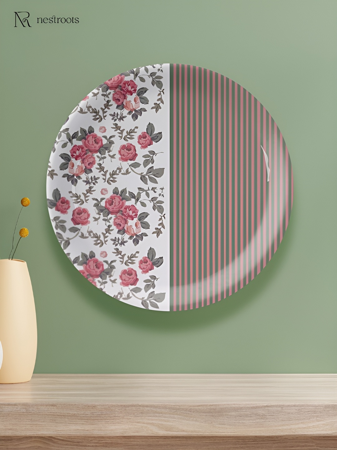 

nestroots White & Pink Ceramic Printed Wall Decor