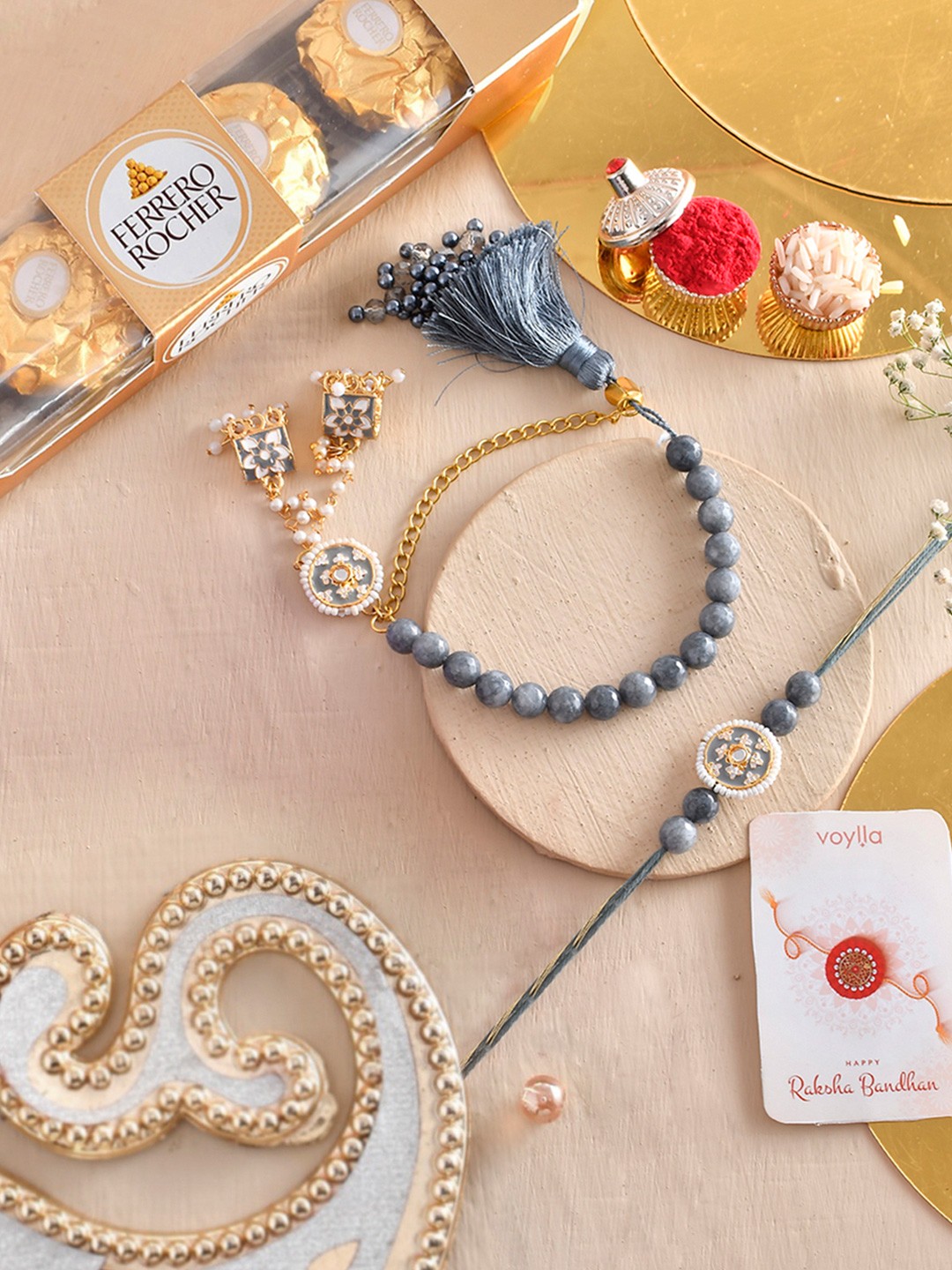 

Voylla 2 Bhaiya Bhabhi Rakhi With Ferrero Rocher, Multi